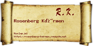 Rosenberg Kármen névjegykártya